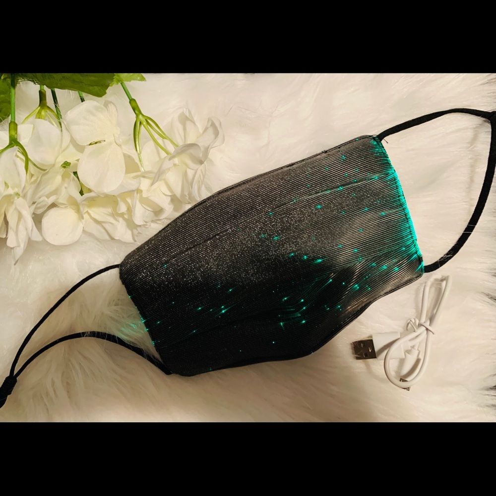 LED light color fashion mask with filter pocket